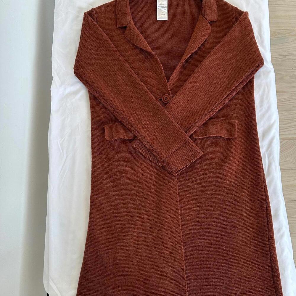Cocogio Women's Merino Wool Blend Cardigan - S/M - Burnt Orange